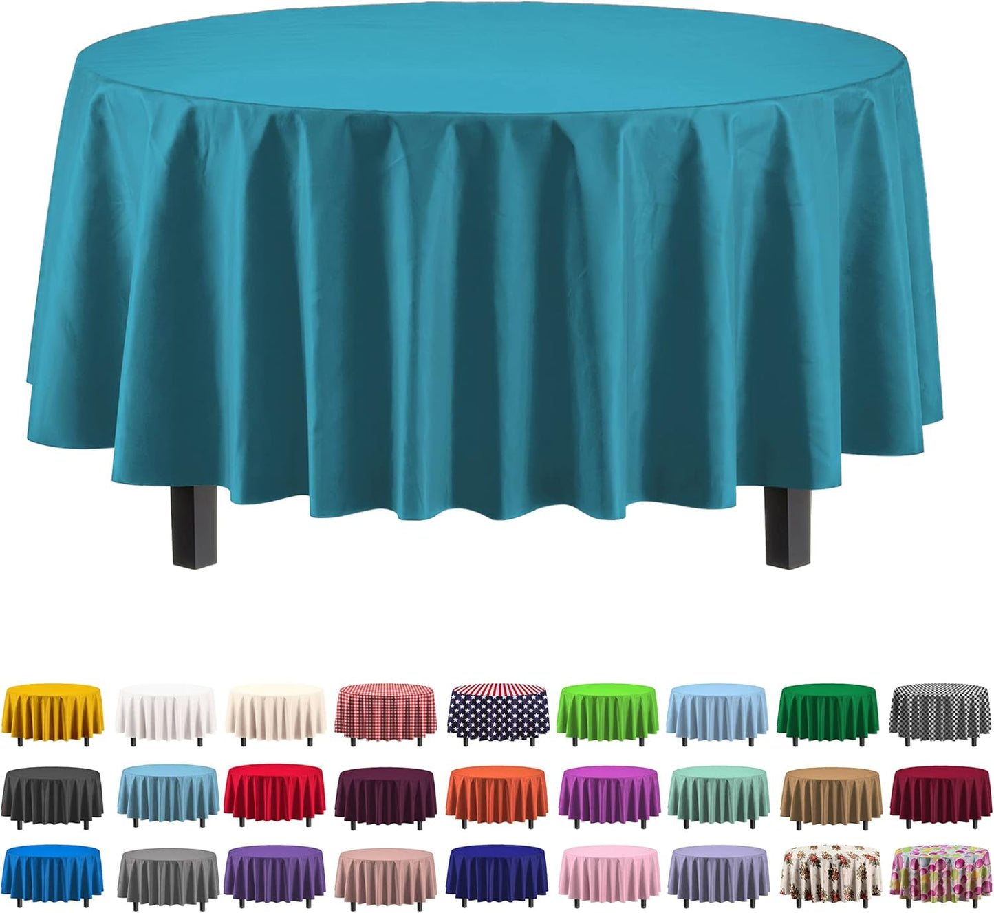 Ivory 84-Inch Round Tablecloth - 12-Pack Premium Plastic Party Supplies