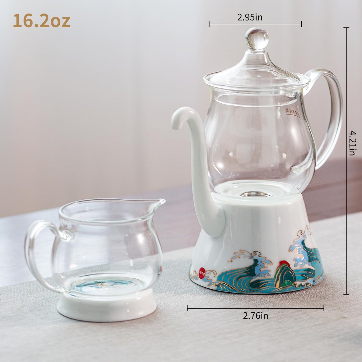 DUPODU Glass Teapot Set, Kungfu Glass Tea Pot With Infuser, For Tea Party, Semi Automatic, Teapot Set With Cups, Drip Rotating With Infuser Glass Teapot Set (2 Cups).