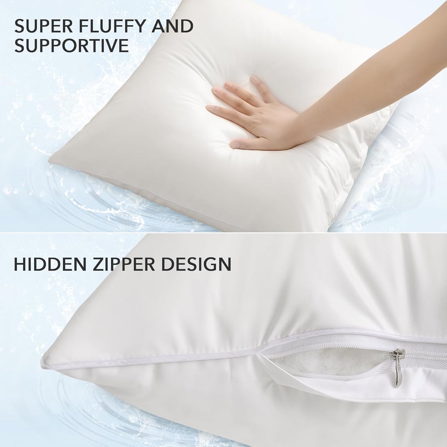 Oubonun 20x20 Waterproof Outdoor Pillow Inserts - Pack of 2 Decorative Throw Pillows for Couch & Patio - White