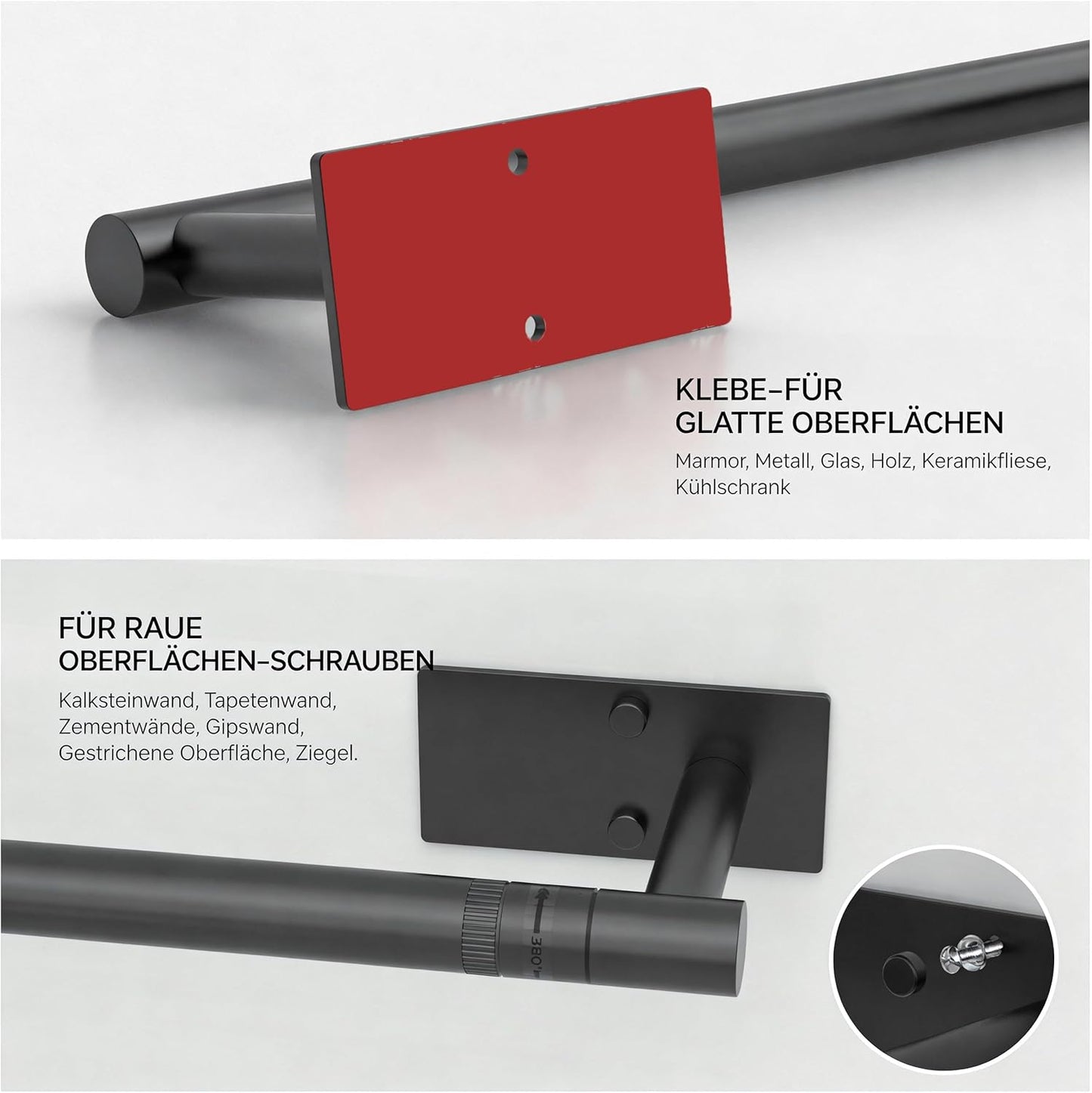 Skiennix Paper Towel Holder - Under Cabinet or Wall Mounted, SUS304 Stainless Steel, Matte Black Finish