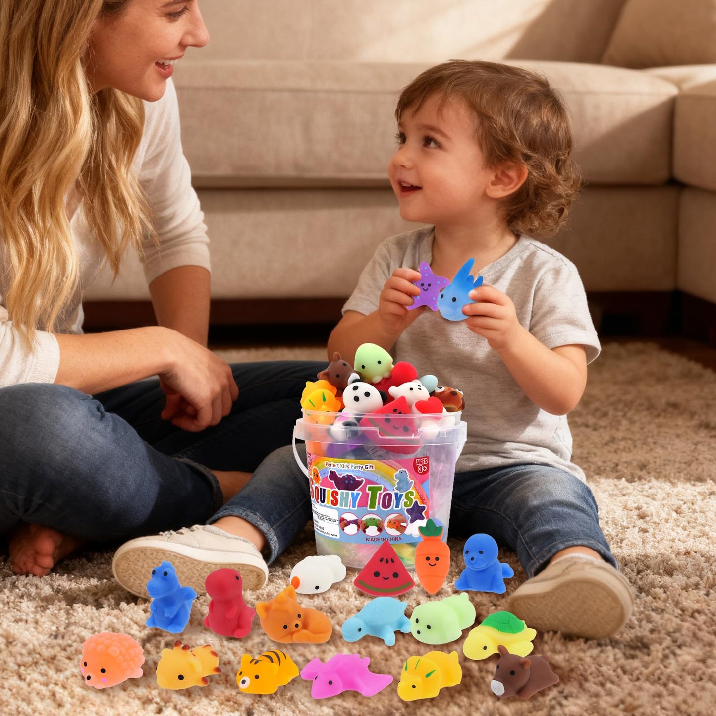 35pcs Mochi Squishy Toys, Mini Squishy Fidget Toys, Party Favors for Kids 4-8-12, Classroom Birthday Xmas Gifts Treasure Box Prizes Goodie Bag Stuffers, Carnival Prizes in Bulk