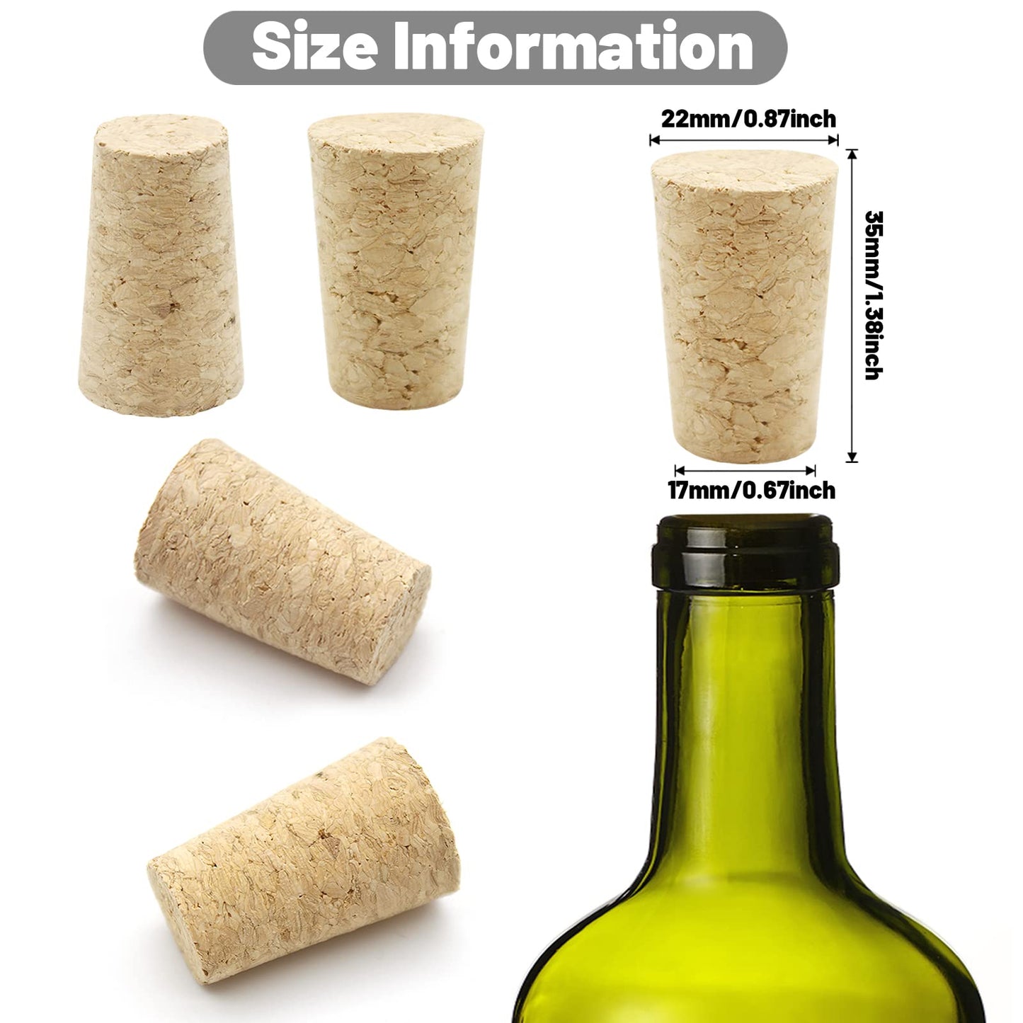 Anvin 30 Pack Wood Corks Plugs Tapered Blank Natural Wooden Corks Replacement for Wine, Beer, Liquor Bottles, Cork Crafts (0.87x0.67x1.38inch)