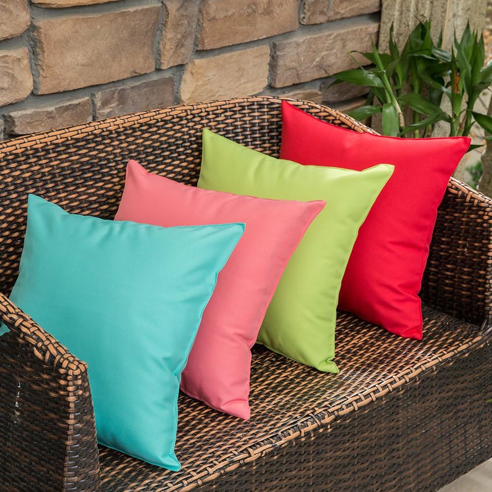 MIULEE Decorative Outdoor Pillow Covers - Waterproof Square Cushion Shams | 18x18 Inch Red (Pack of 2)