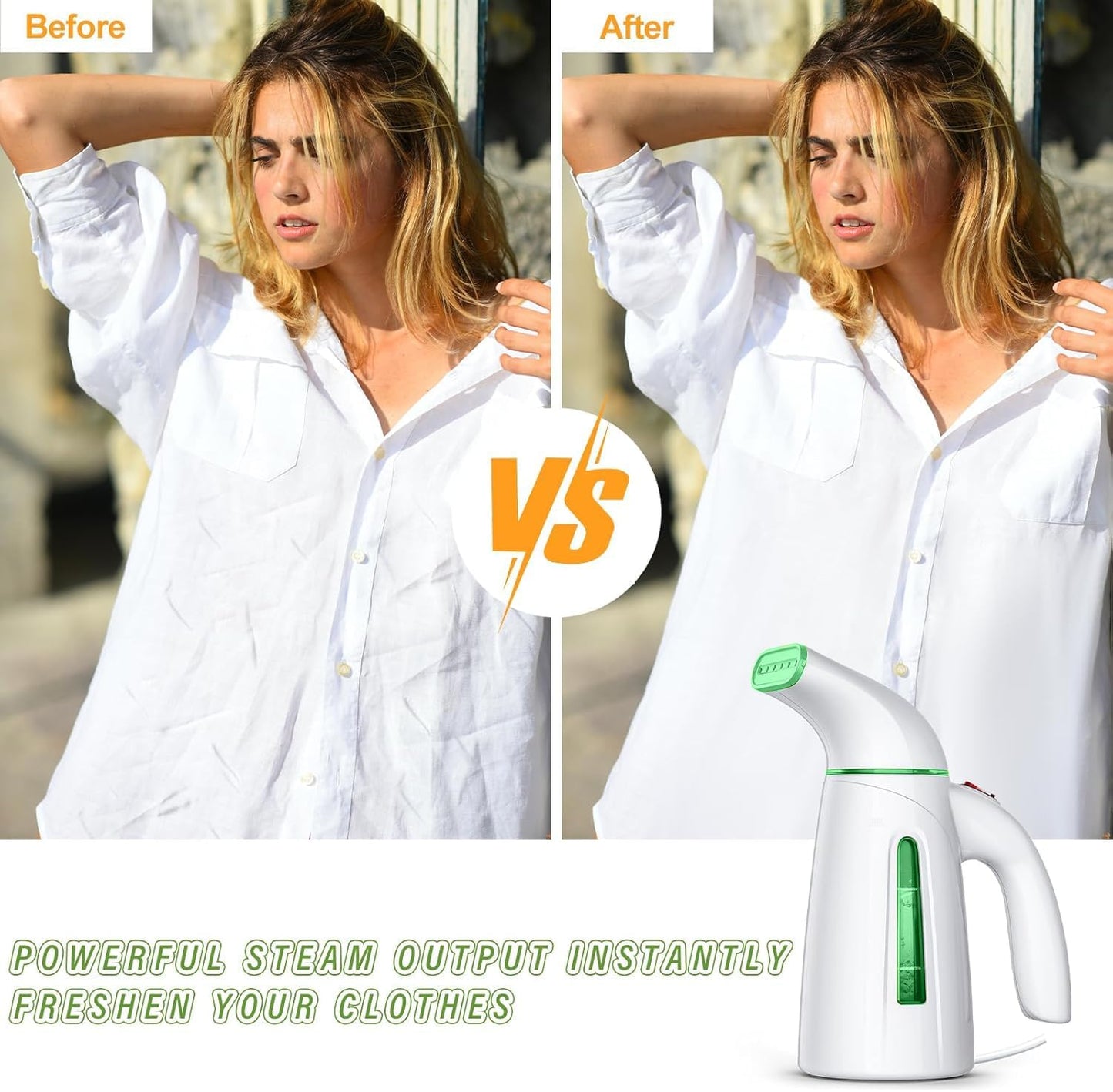 OGHom Portable Handheld Clothing Steamer - 700W Fast Heat Up, 240ml Capacity | Soft Green