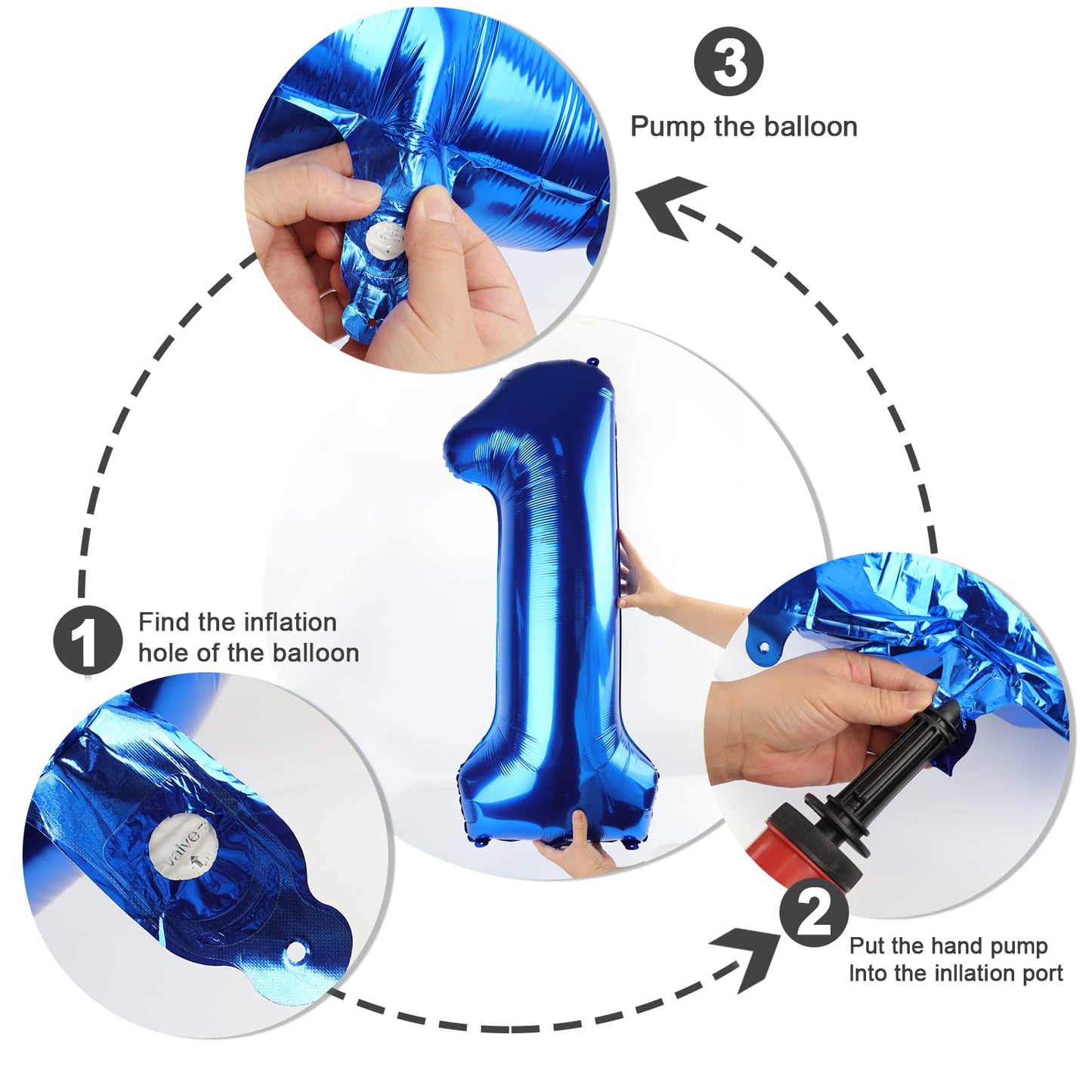 Number Balloons 40 Inch Dark Blue 1, Big One Balloons for 1st Birthday For Girl Boy 11 21 31 Balloons for Wedding, Celebration Party, Graduations
