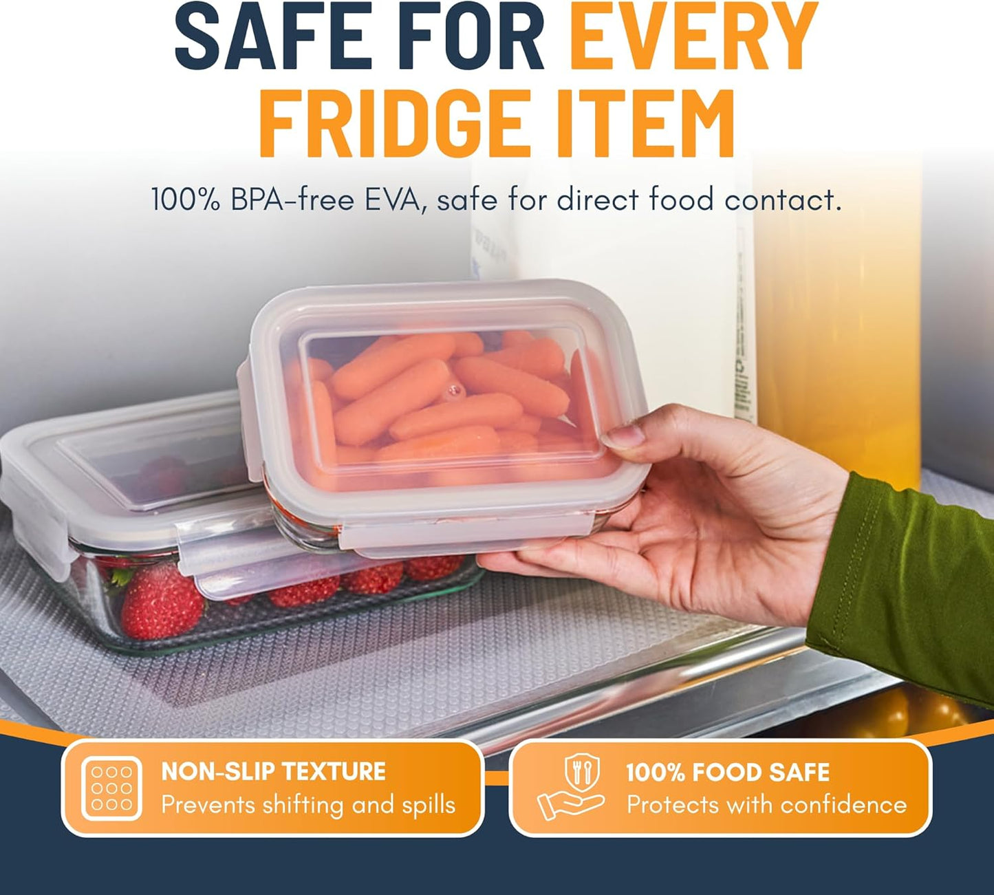 Linda’s Essentials Refrigerator Liners - Non-Adhesive, BPA-Free Shelf Mats | 8 Pack, Easy to Clean, Clear
