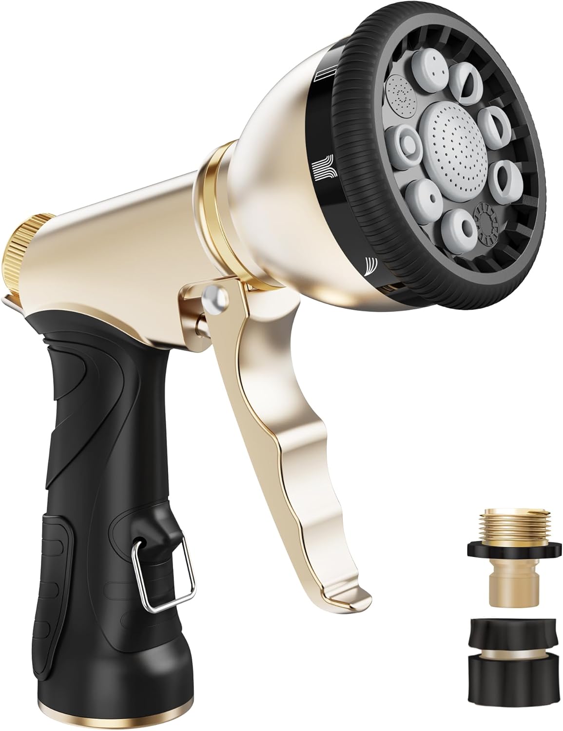 RAINPOINT Garden Hose Nozzle - Heavy Duty Metal Sprayer with 9 Adjustable Spray Patterns | Ideal for Watering Plants and Pets, Gray