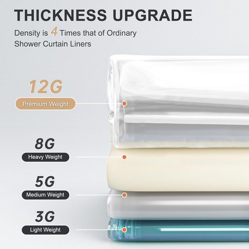 AmazerBath Heavy Duty Shower Curtain Liner - 12 Gauge, 72 x 78 Inches, Clear with 3 Weights & 12 Grommets