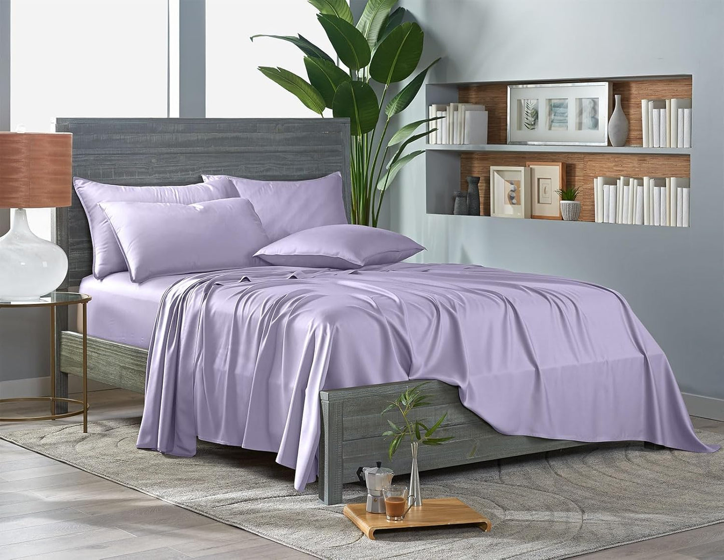 Pure Bamboo California King Sheets - 100% Organic Viscose Bed Set, Soft & Cooling, Lavender