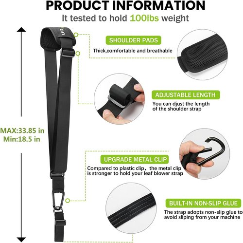 EGO Trimmer Strap - Upgraded Metal Clip Shoulder Harness for String Trimmers & Leaf Blowers