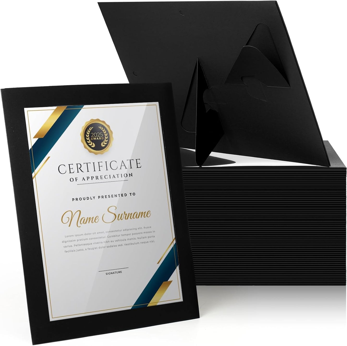 Tatuo 8.5 x 11 Picture Frames - Black Document Holders for Awards & Certificates | 25 Pack
