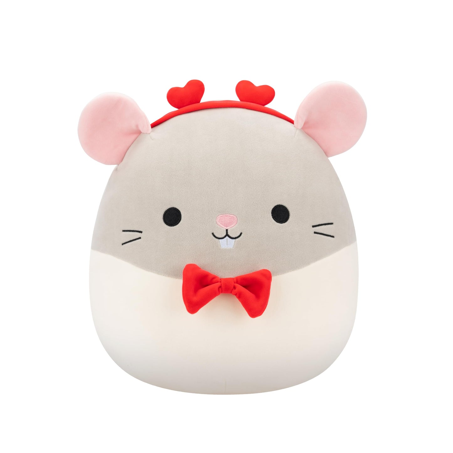 Squishmallows Original 14in Rusty The Grey Rat with Heart Headband and Bowtie – Official Jazwares Plush (Large)