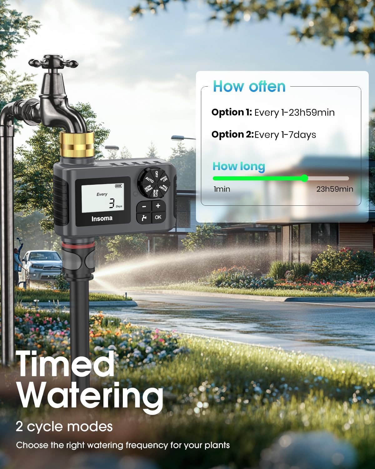 Water Timer - 2-Pack Automatic Garden Hose Irrigation System with Rain Delay & Manual Mode