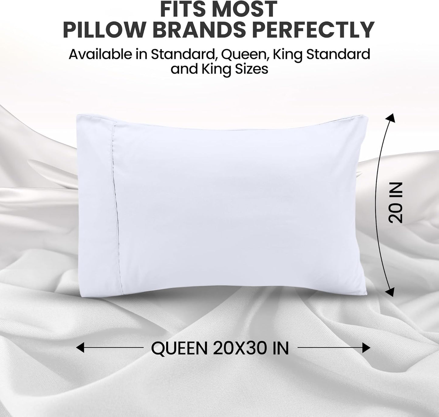 Utopia Bedding Queen Pillow Cases - Soft Brushed Microfiber - 2 Pack, Fade Resistant | 20 X 30 Inches, White