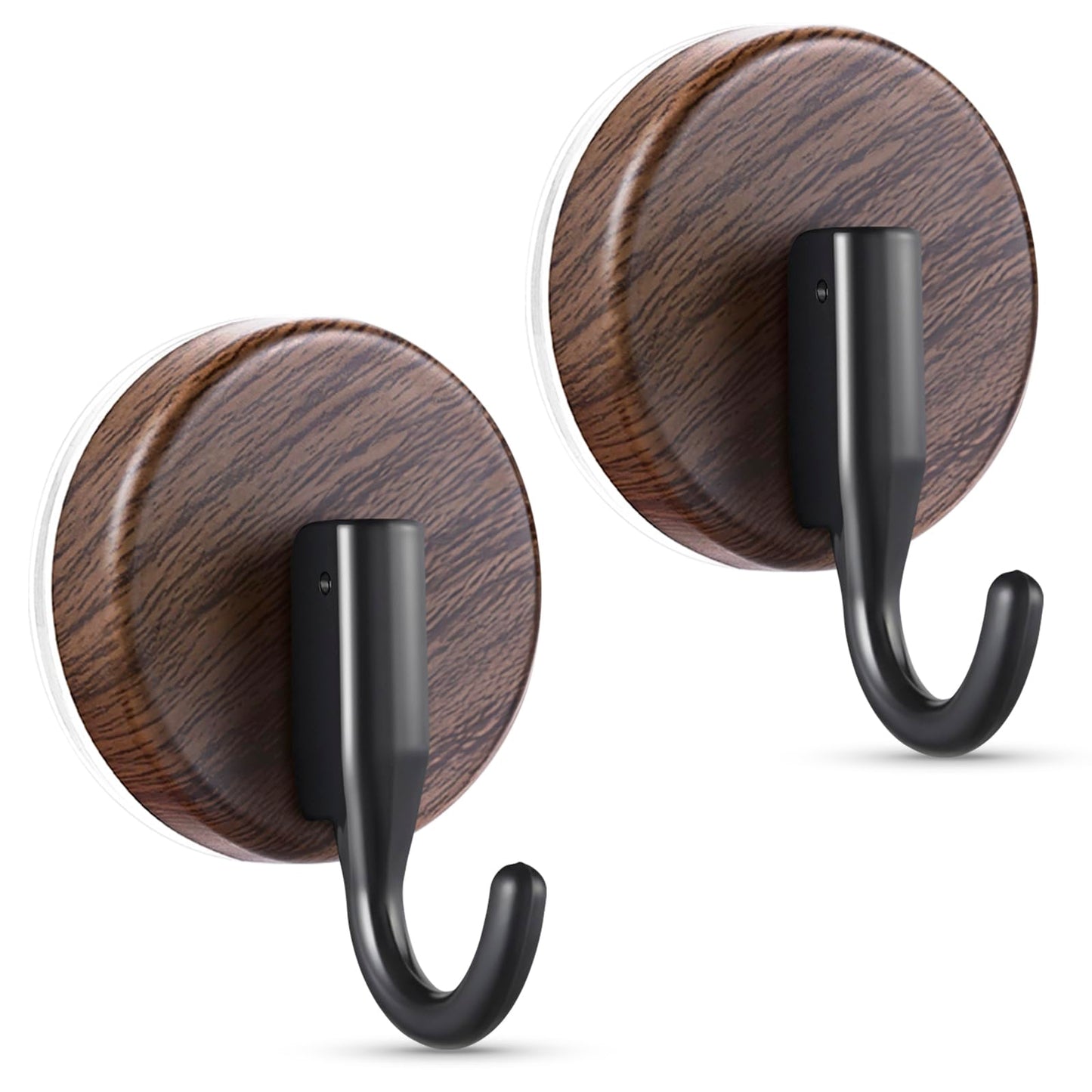 OUTXE Wreath Hanger for Front Door, Upgraded Suction Cup Reef Hook for Glass Window/Over Door, Christmas/Thanksgiving/Halloween/July 4th/Easter/Valentine/Spring/Summer/Fall (Walnut, 2-Pack)