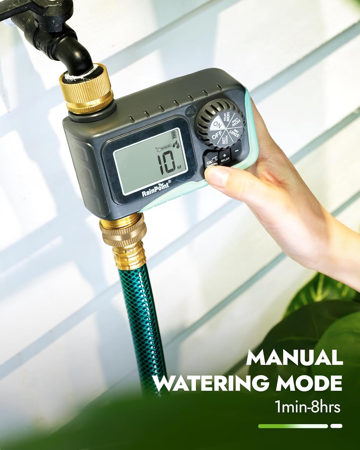RAINPOINT Programmable Sprinkler Timer - Digital Hose Timer with Brass Inlet & Outlet for Efficient Watering