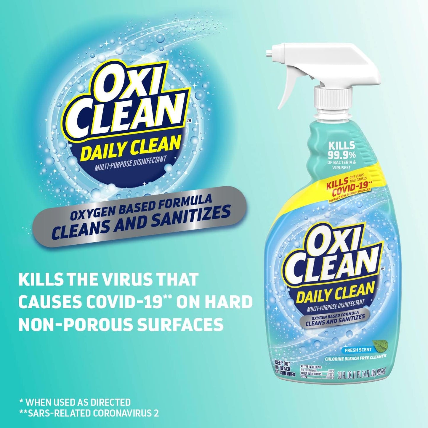 OxiClean Multi-Purpose Disinfectant Spray - Powerful Cleaning Solution | 30 oz (Pack of 2)