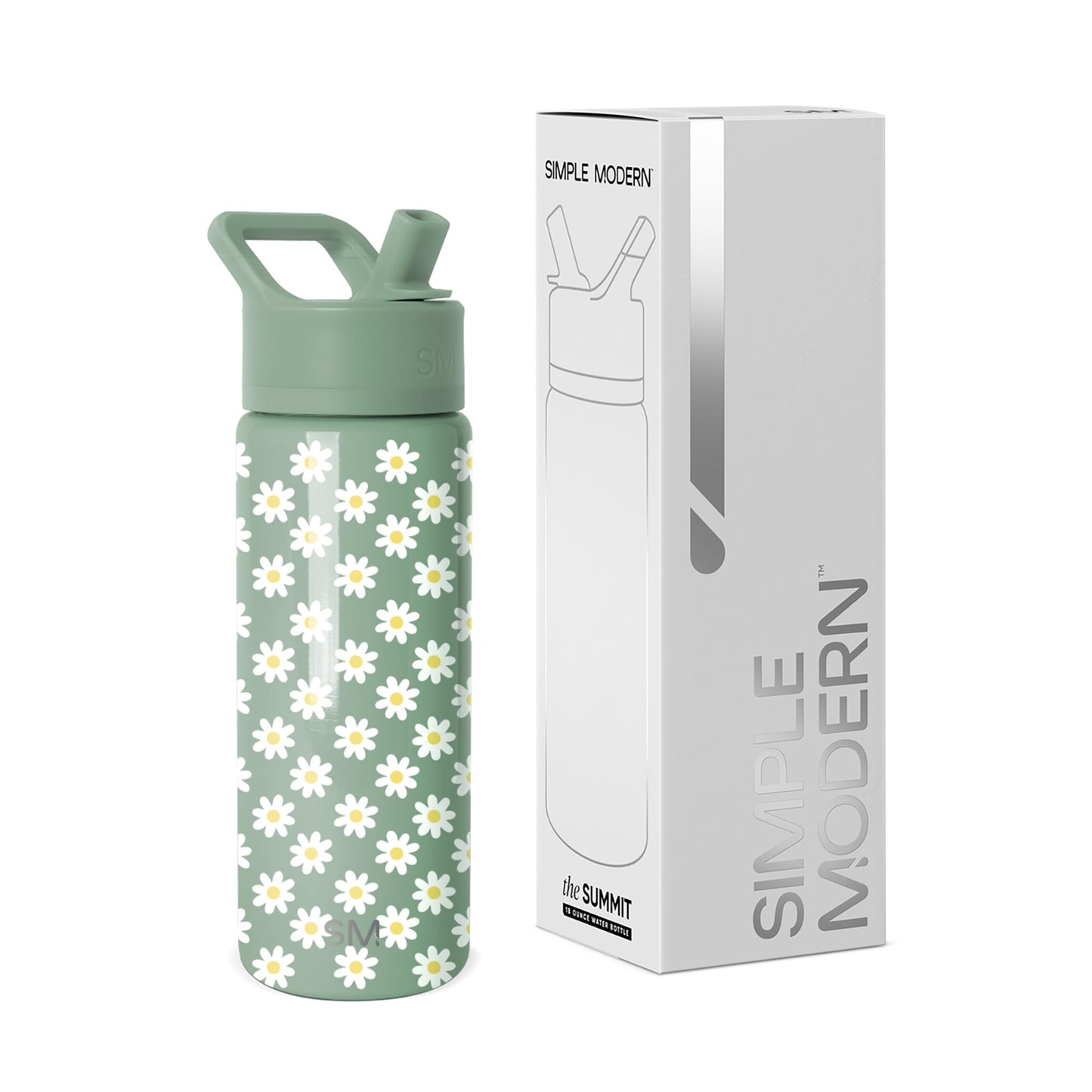 Simple Modern Kids Summit Water Bottle with Straw Lid | 18oz Stainless Steel Cup Insulated Tumbler for Toddlers, School | Sage Florals