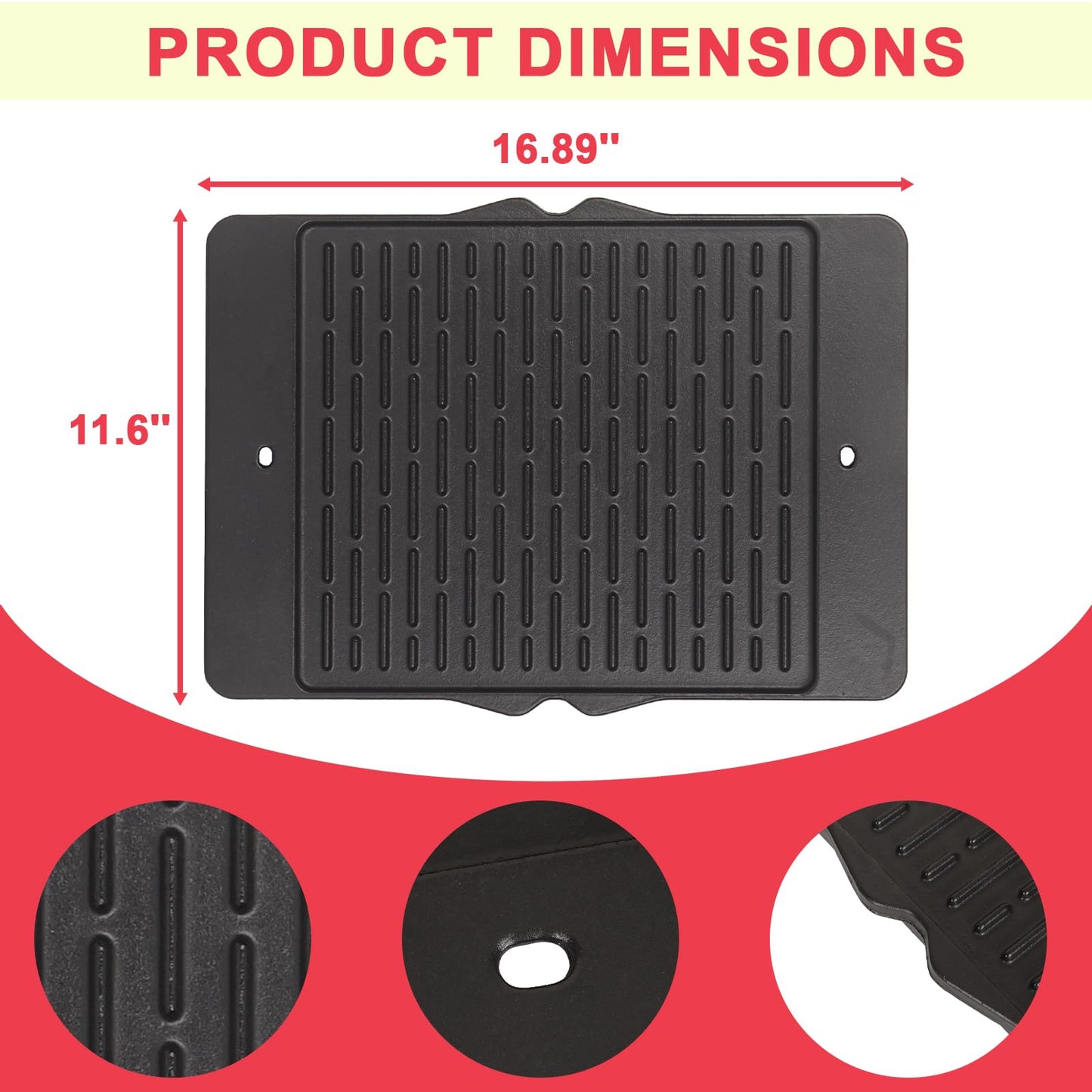 Cast Iron Reversible Griddle for Camp Chef, Universal Stove Top Griddle for Most 4 Burner Stove/Charcoal/Gas/Propane/Electric Grill Pan, Large Flat Top Plate for Outdoor Camping Accessories,16" x 24"