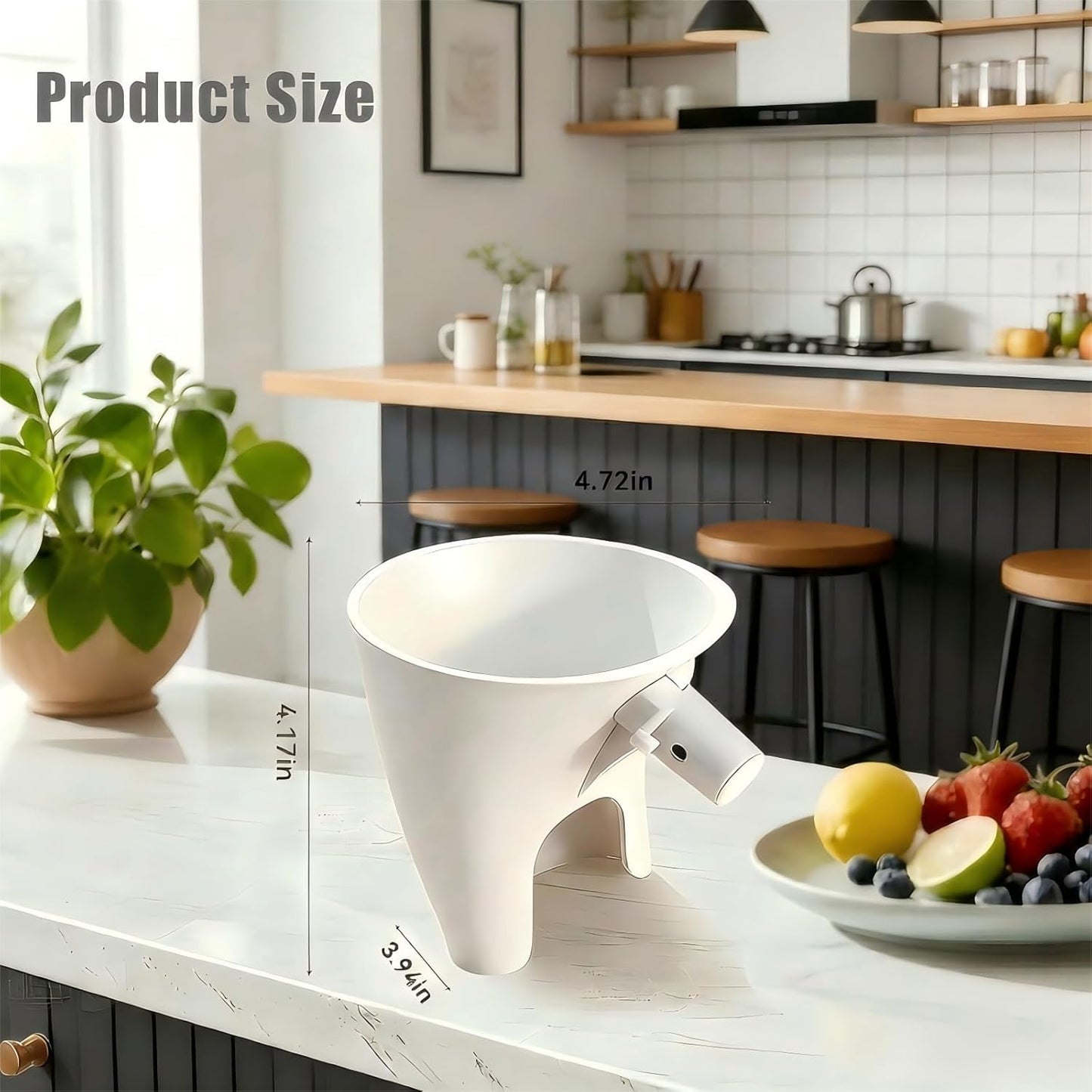 KitchenAid Flour Funnel - Easy-Pour Stand Mixer Attachment for 4.5–5 Qt Models | Dishwasher-Safe (White)