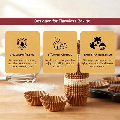 Eoonfirst Natural Mini Cupcake Liners, Food Grade Greaseproof Paper Baking Cups, Non-Stick Muffin Wrappers Cups, 400 Pcs