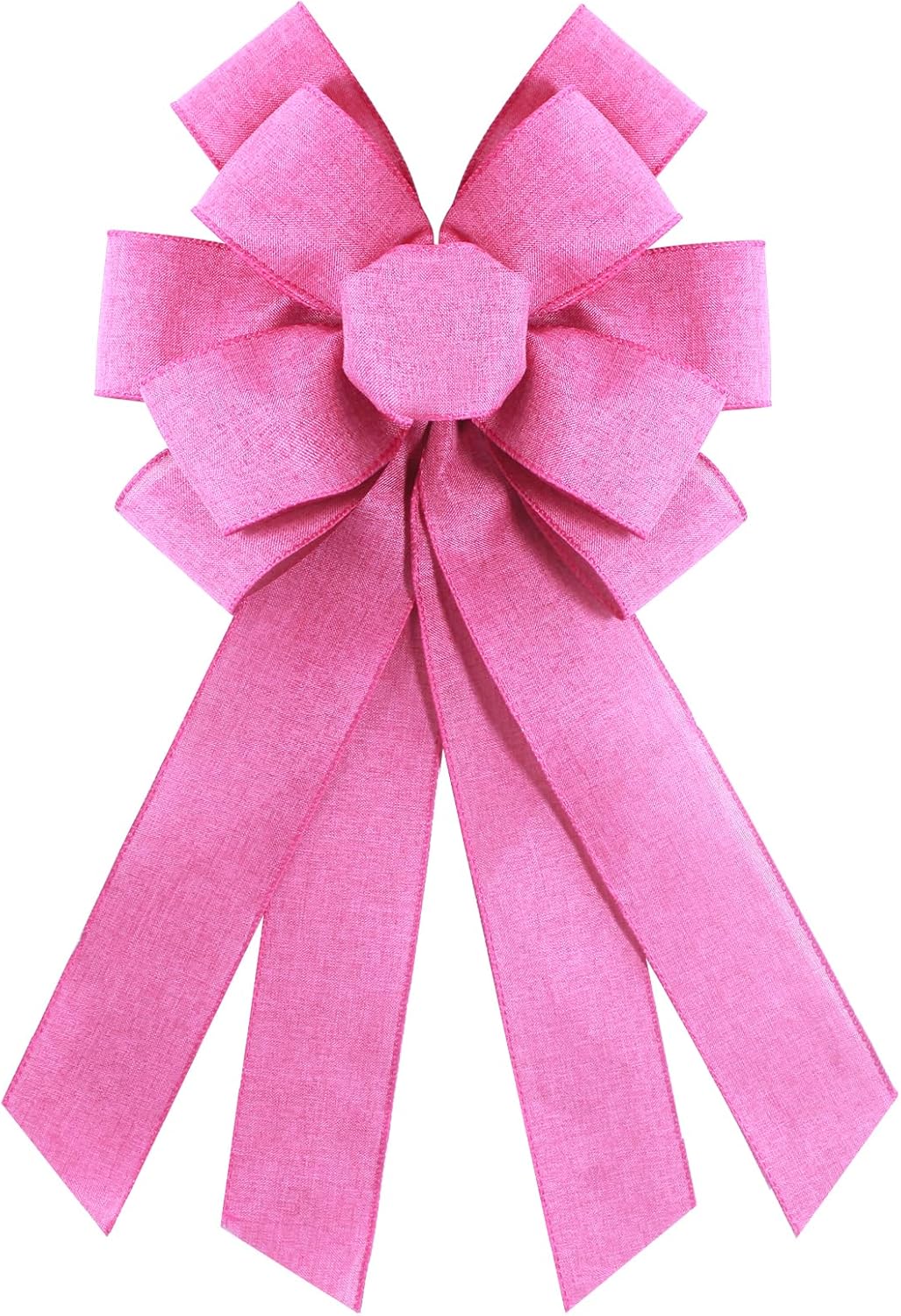 Rose Pink Burlap Wreath Bow - 20 x 11 Inches | Festive Pink Mesh Ribbon for Home Decor