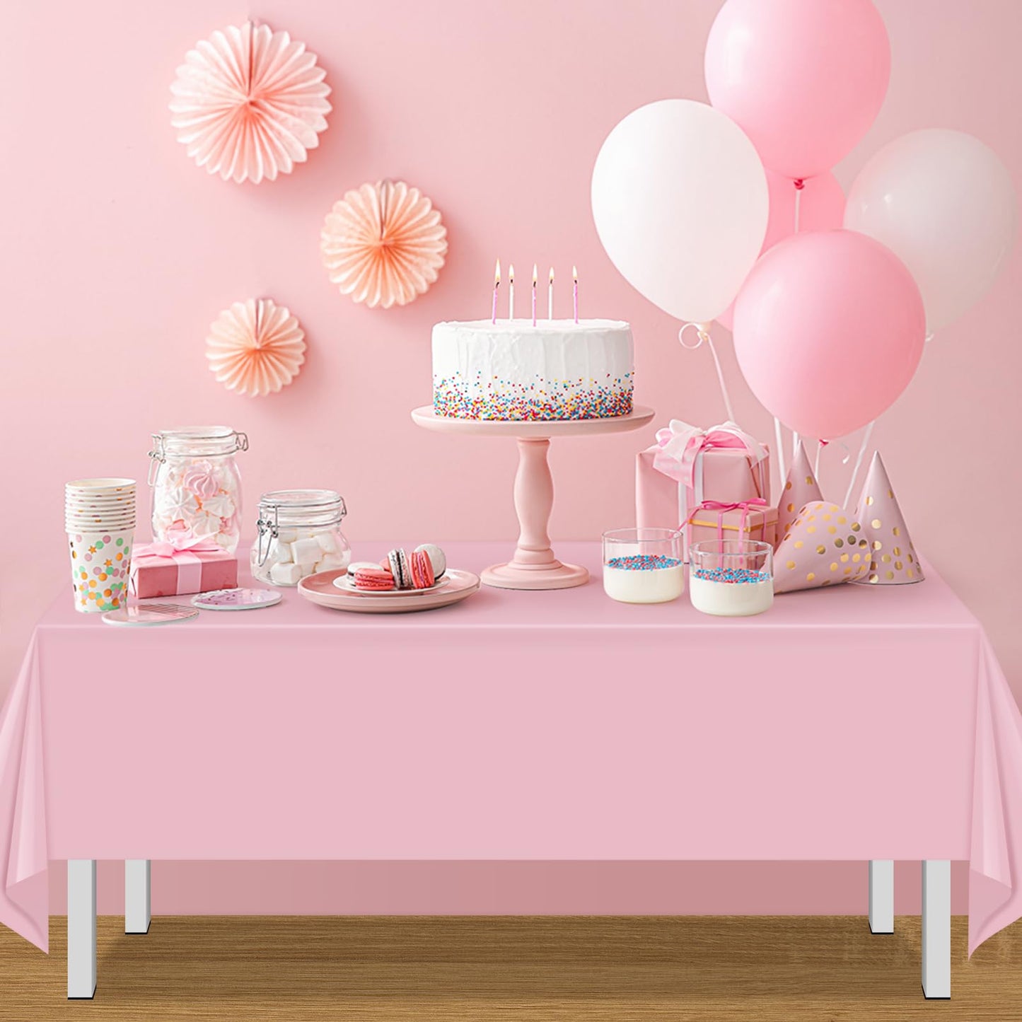 MASHAN 6Pack Round Gender Reveal Tablecloths,Disposable Plastic Pink and Blue Tablecloth,Table Covers for Boy or Girl Baby Shower Party Decorations,84 Inch