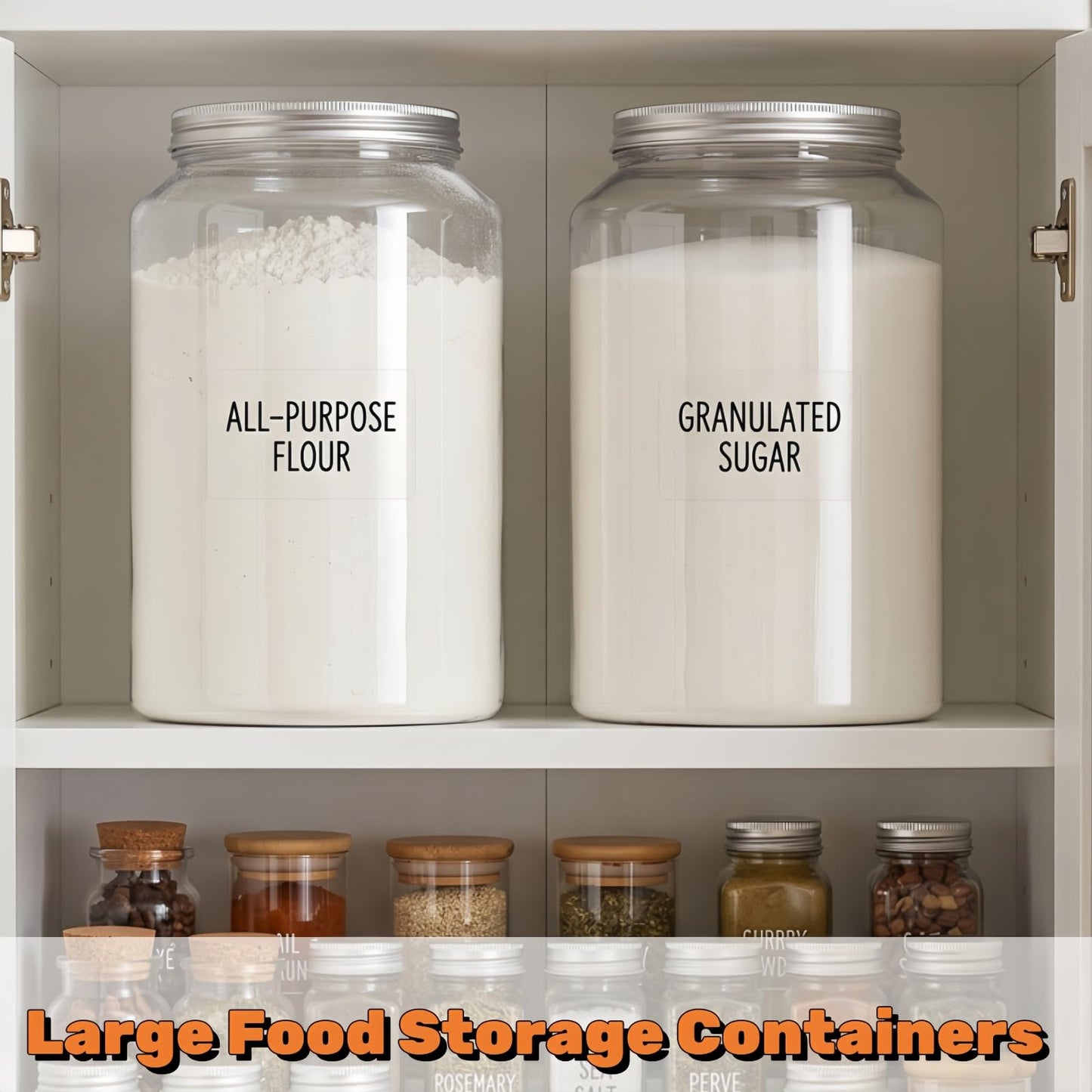 Tlence 2 Pack 1 Gallon Clear Plastic Jars, Large Food Storage Containers with Aluminum Lids, BPA Free Wide Mouth Mason Jug for Sourdough Starter, Dry Goods, Cookie, Candy, Fermenting, Pickling