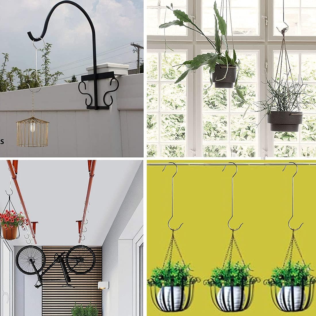 Lchkrep Extra Large Heavy Duty S Hooks - 6 Pack for Outdoor Plants, Baskets & Garden Decor (12 Inch)