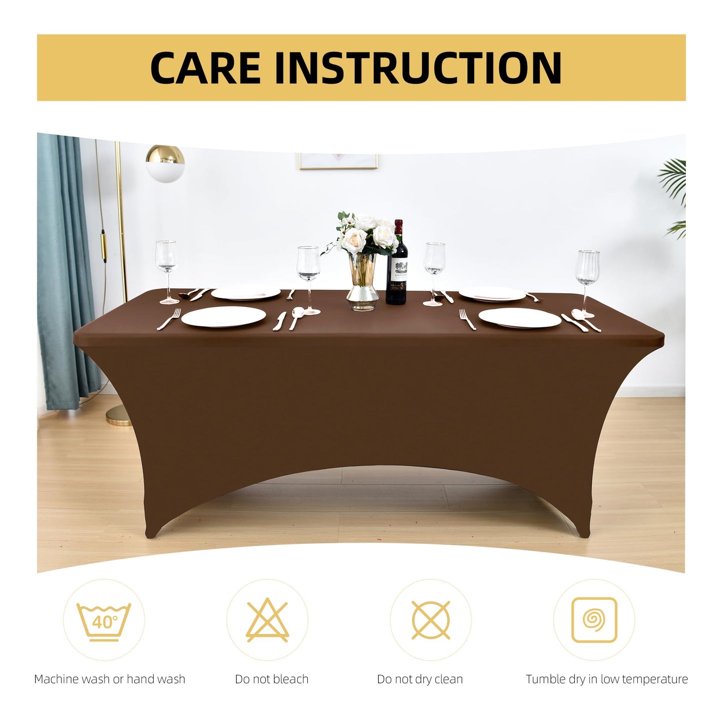 ZarzaaSik 10-Pack 6ft Spandex Table Covers for Rectangle Standard Folding Tables - Wrinkle Resistant Stretch Tablecloths - Ultimate Fitted Table Protector for Parties, Banquet, Wedding