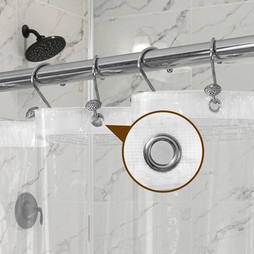 Barossa Design Shower Liner - Premium Clear PEVA Curtain with Rustproof Grommets & 3 Magnets, Waterproof Standard Size
