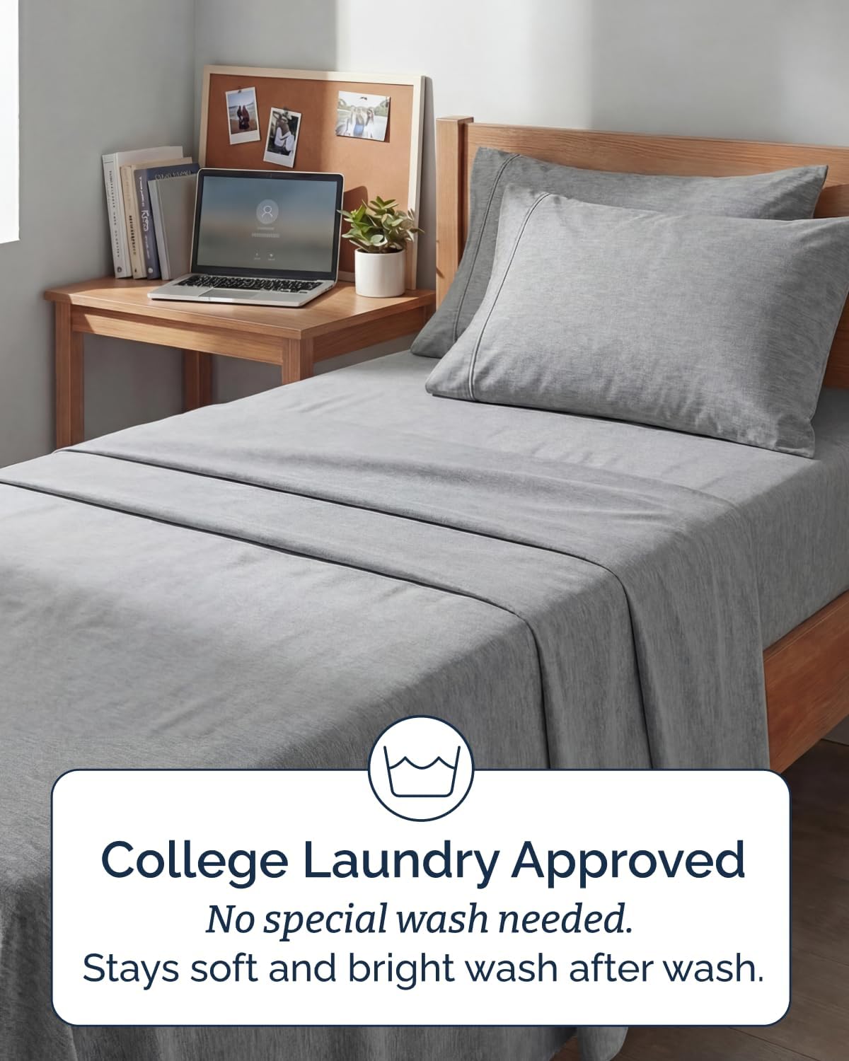 Skiennix Extra Deep Twin XL Sheet Set | 4-Piece Breathable Cooling Bedding - Soft, Wrinkle-Free, Heathered Grey