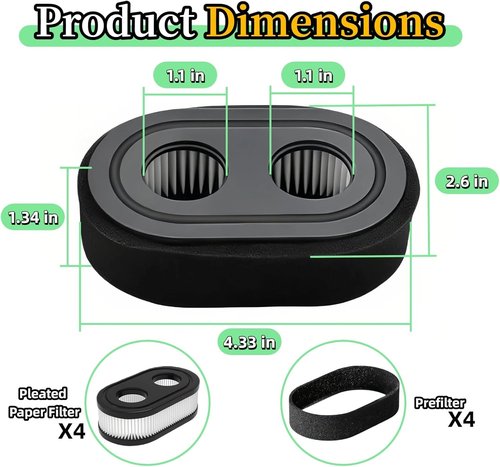Briggs & Stratton Air Filter - 4 Pack for 550EX, 675EXi, 725EXi Series & Troy Bilt Lawnmowers