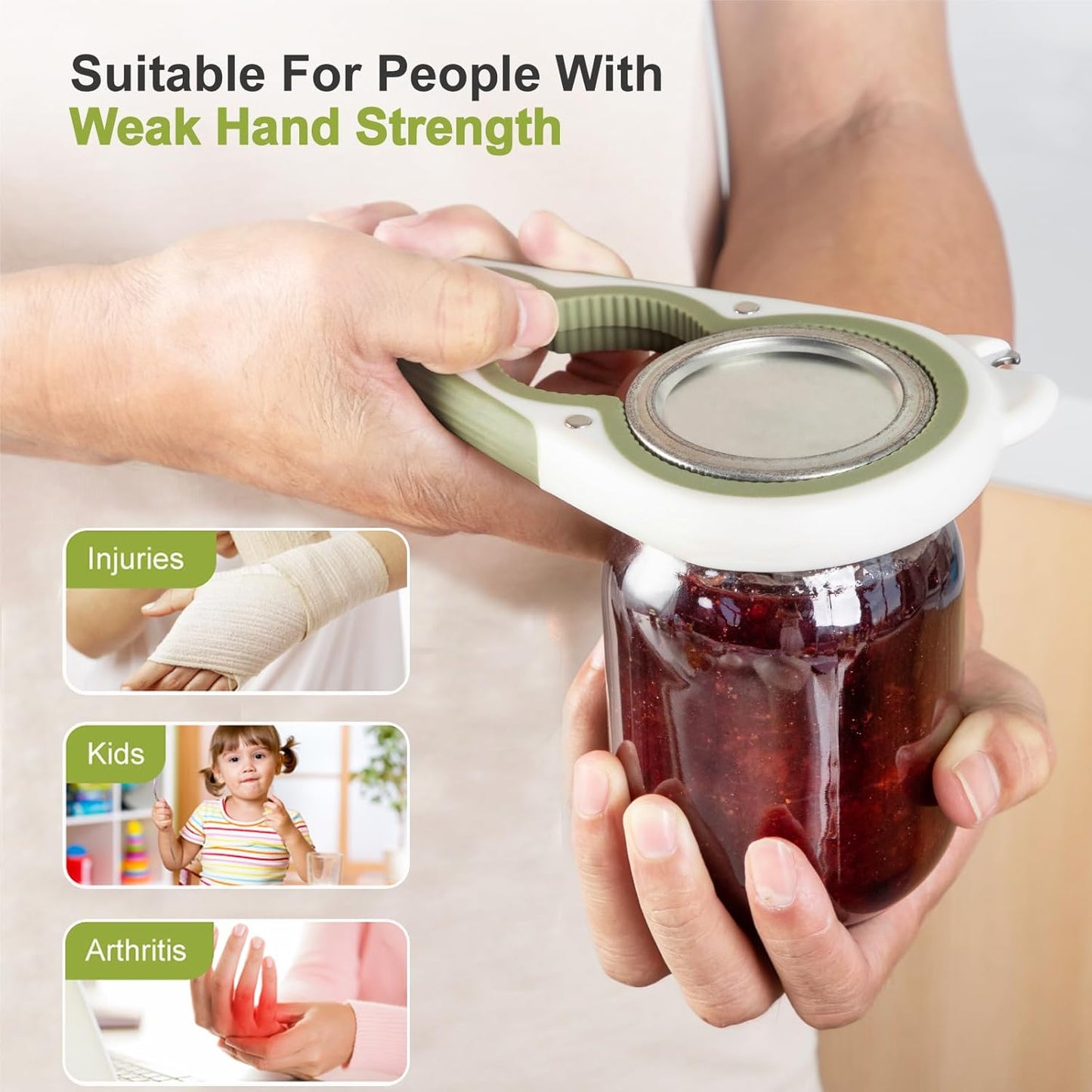 Skiennix 6-in-1 Jar Opener - Multi-Functional Tool for Seniors with Arthritis | Non-Slip Grip & Space-Saving Design