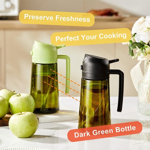 CXINYI - 16oz Olive Oil Dispenser | 2-in-1 Sprayer for Cooking & Salad - Black & Green