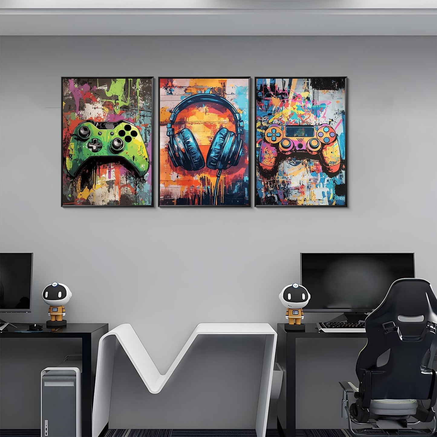 Skiennix Gaming Graffiti Canvas Wall Art - Cool Video Game Prints for Gamer Room | Unframed 16x24 Inches