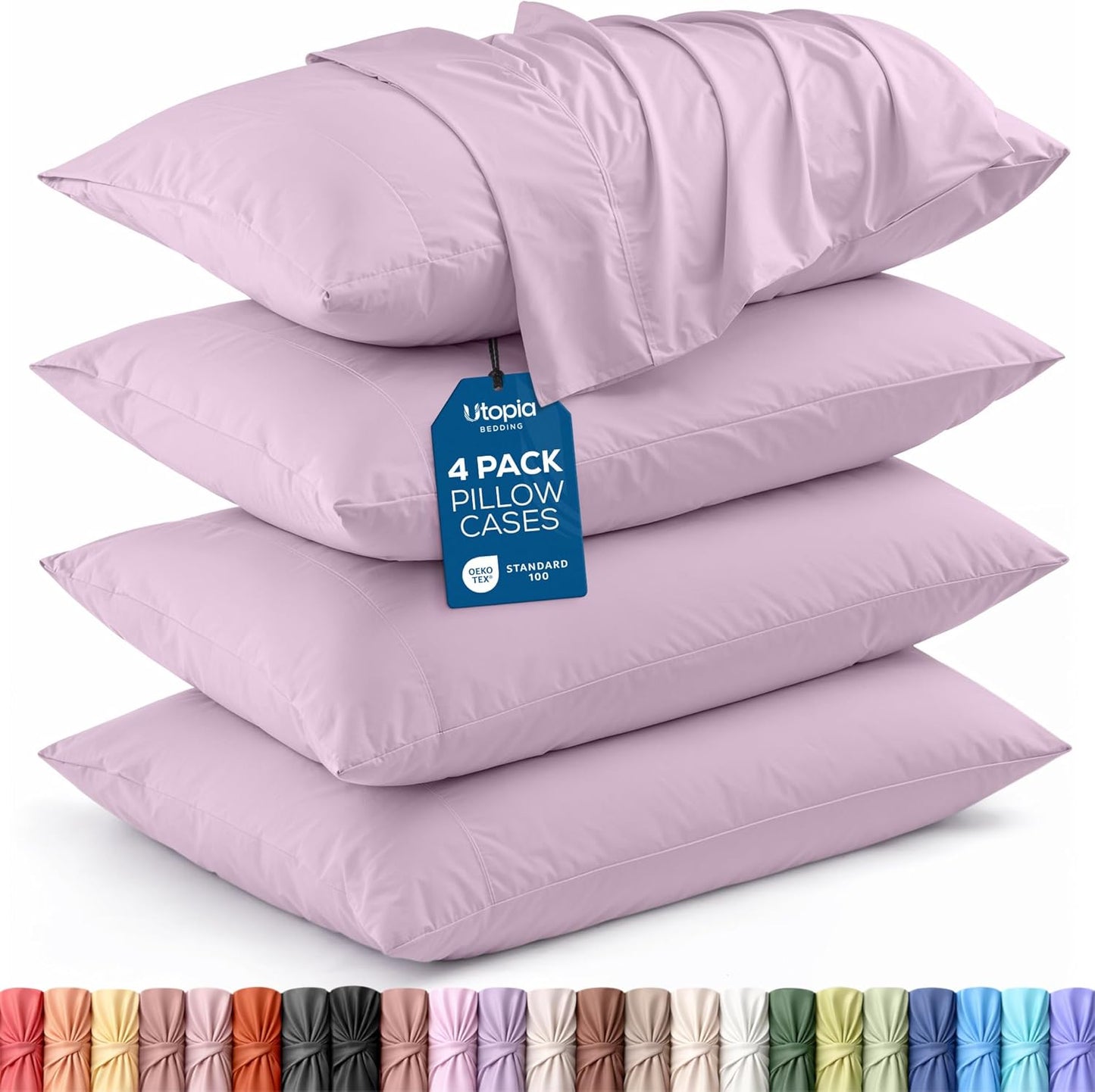 Utopia Bedding King Pillow Cases - Soft Brushed Microfiber - 4 Pack, Fade Resistant | Lavender 20 x 40 Inches