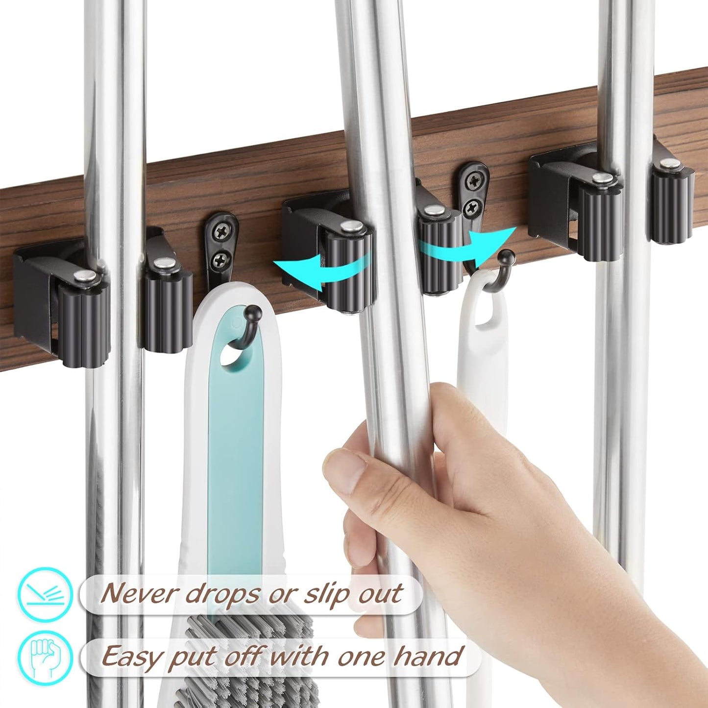 OUTNILI Broom Holder Wall Mount & Coffee Canister Set - Space-Saving Organization Solution