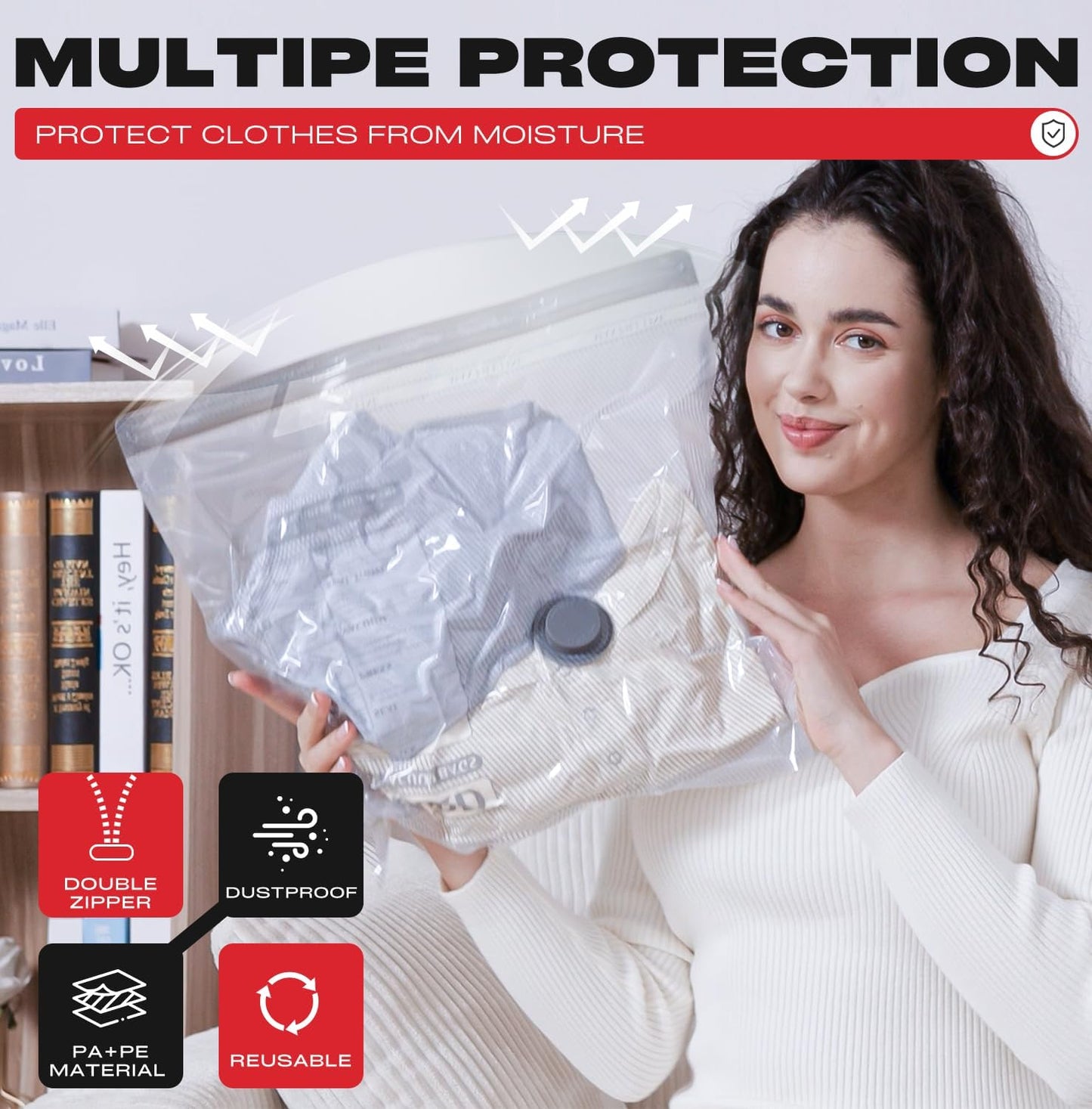 Skiennix Travel Vacuum Storage Bags - 18 Pack Compression Packing Bags with USB Pump for Luggage
