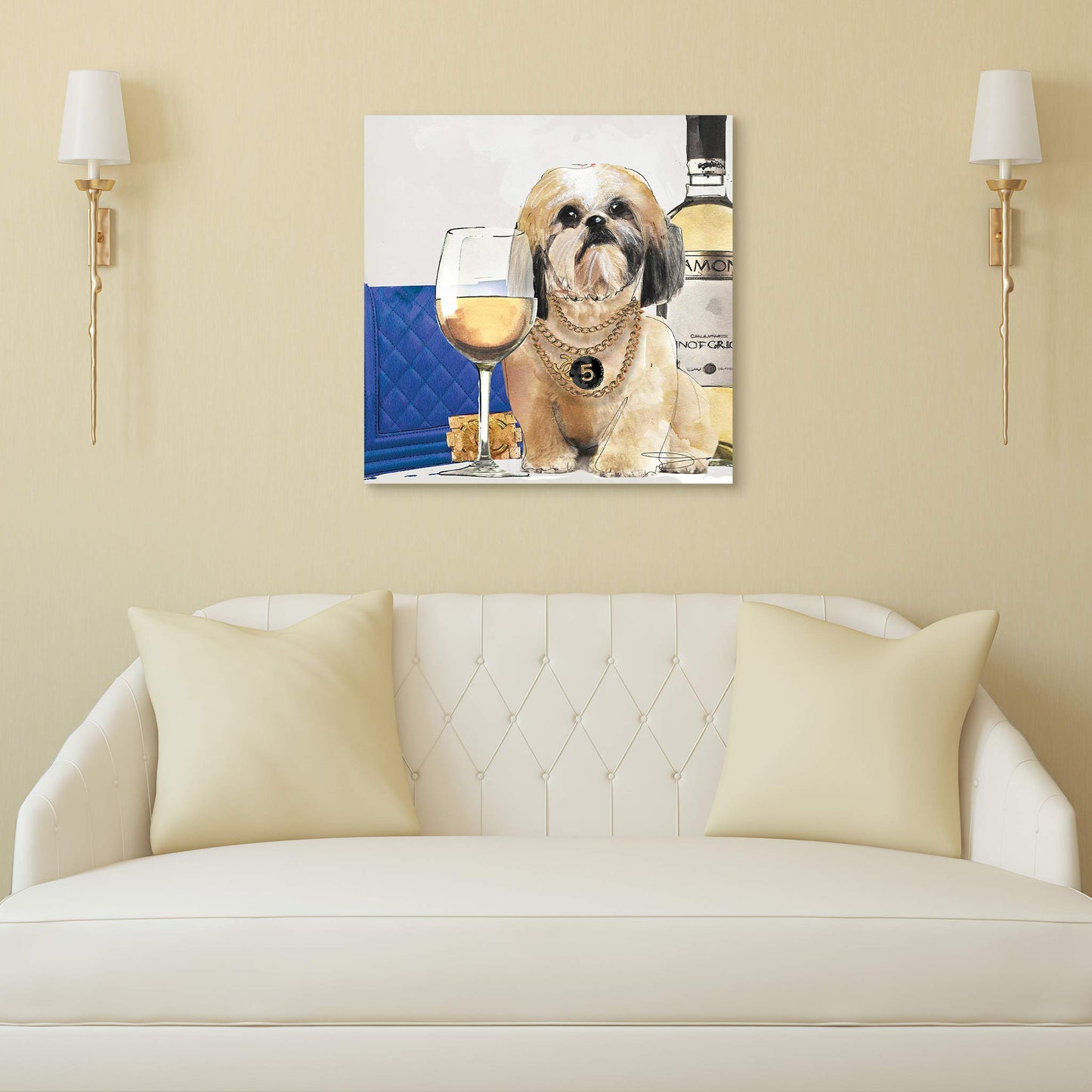 Empire Art Direct Frameless Free Floating Print Tempered Glass Panel Graphic Pet Wall Art Ready to Hang, 20" x 20", Wine Me