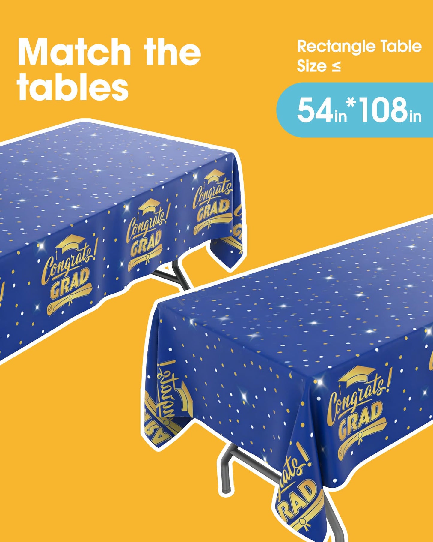 Niuara Blue Graduation Tablecloth 2026 – 4 Pack 54" x 108" Disposable Tablecloths for 6FT Tables, Class of 2026 Graduation Party Decorations & Supplies