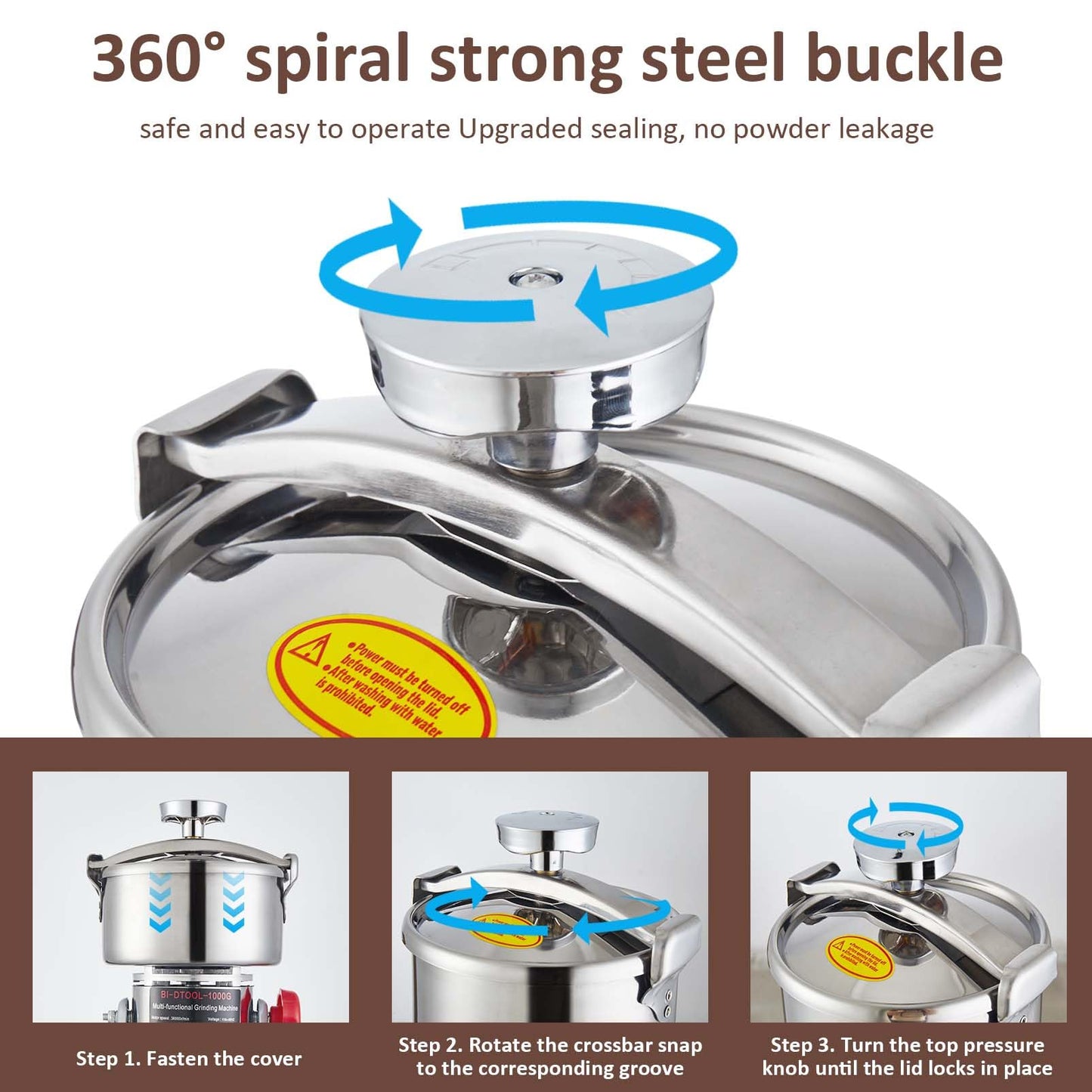 BI-DTOOL Electric Grain Mill Grinder 2000W Dry Material Grinding Machine 800g Stainless Steel Pulverizer 36000r/min High-speed Grain Mill 270° swingable Superfine powder for Home and Commercial 800g