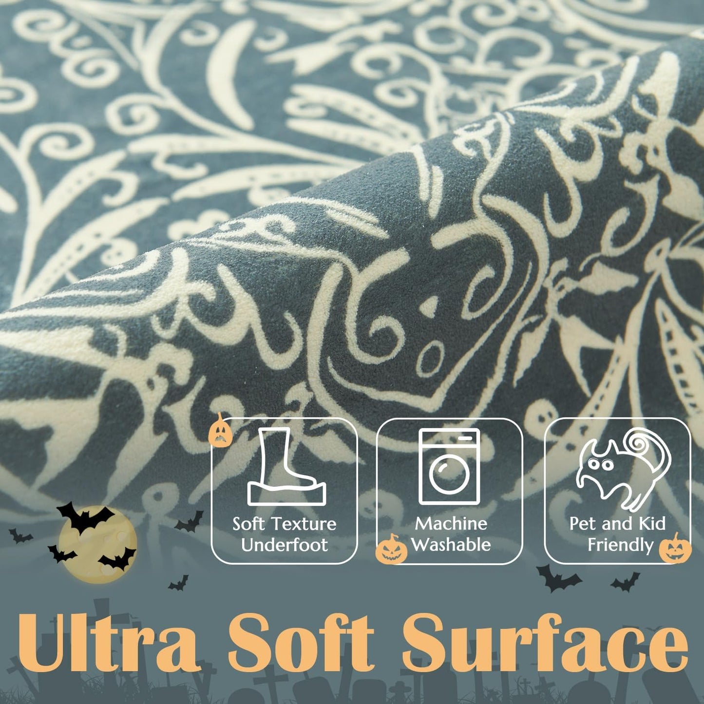 jinchan Area Rug 2x6 Accent Runner Rug Indoor Entryway Vintage Runner Dark Grey Print Floral Retro Carpet Soft Mat Kitchen Living Room Bedroom