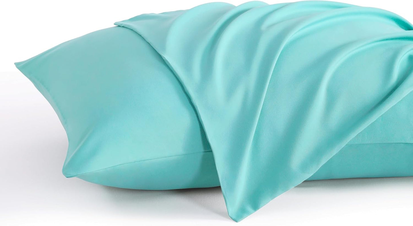 NTBAY Pillow Cases Set of 2 - Soft Brushed Microfiber, Wrinkle & Stain Resistant, Aqua 20x26 Inches