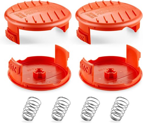 BLACK+DECKER Trimmer Line Cap & Spring - Replacement Spool Cap Covers for AFS Trimmer (RC100P) | 4 Pack