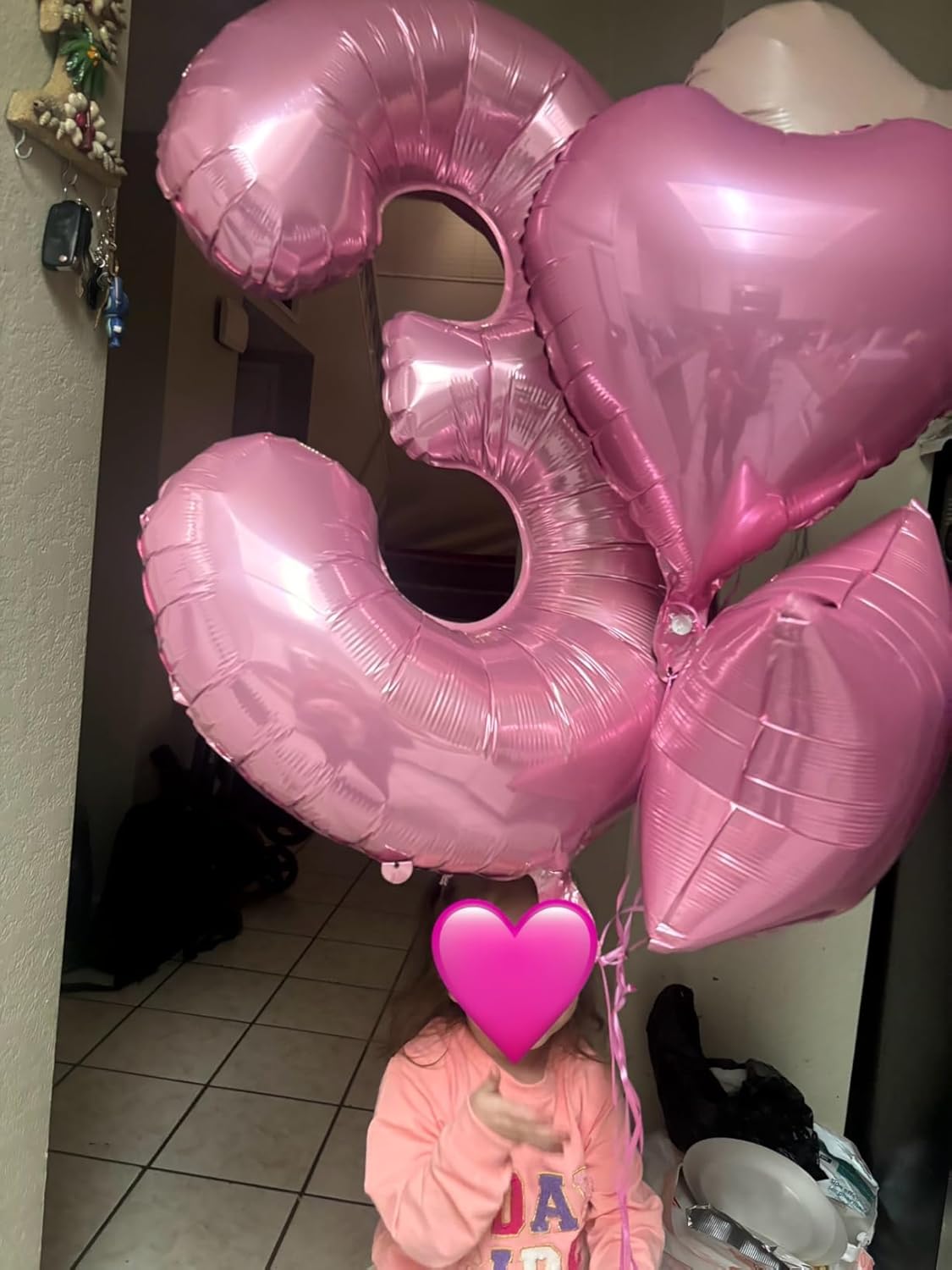 Numbers Balloon 3 - 40 Inch Large Pink Balloon for Three Year Old Birthday Decor | Party Decorations
