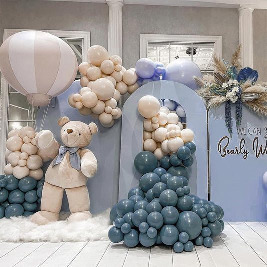 PartyWoo Slate Blue Balloons 100pcs Different Sizes Pack of 18 12 10 5 Inch Navy Dusty Blue Boho Neutral Balloon Arch Kit for Baby Shower Graduation Jungle Ocean Birthday Party Decorations Blue-F36
