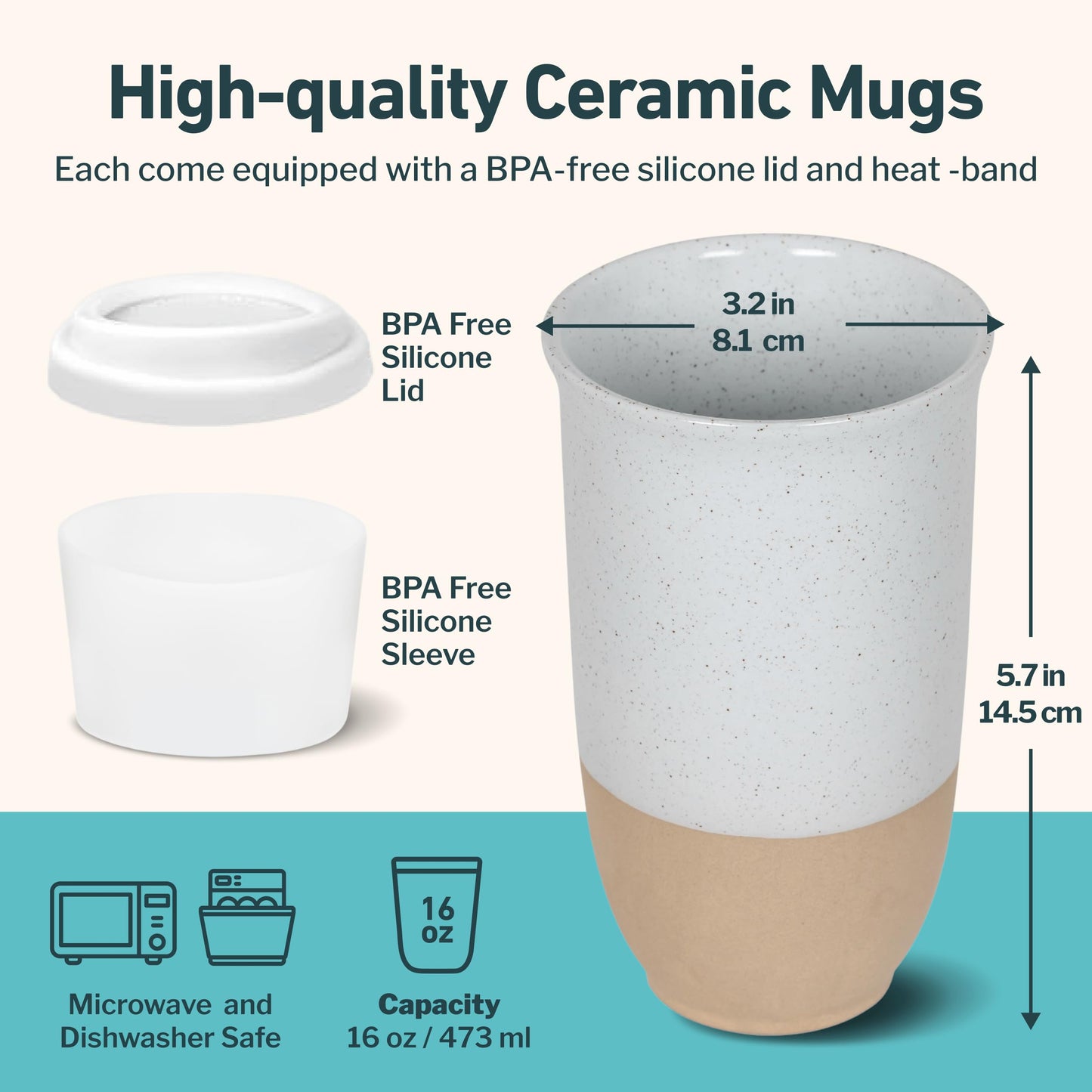 NOVA CERAMICS Travel Mug - Coffee Mug Travel – Microwave & Dishwasher Safe Coffee Clay Tumbler - Gifts For Women Men Him Her – 16oz – Dune