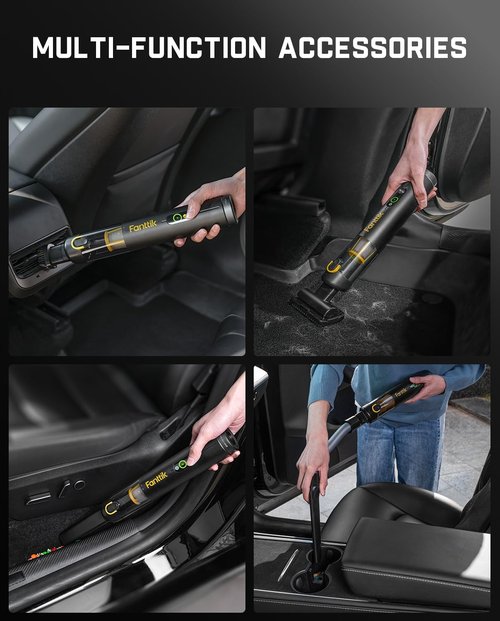 Fanttik Slim V10 APEX Cordless Car Vacuum - 4-in-1 Portable Mini Handheld Vac | 19kPa Suction Power, Smart Display (Black)