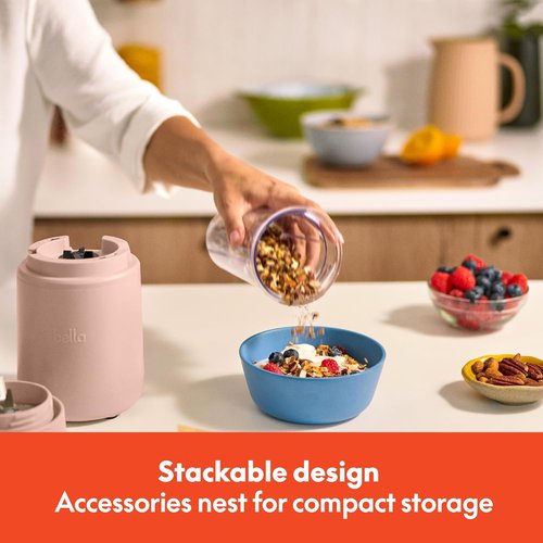 Bella Portable Rocket Blender - 6 Pcs Juicer & Smoothie Maker | BPA-Free, 240W Motor, Stainless Steel Blade, Blossom Color